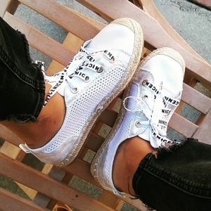 The Kendall//White Espadrille Sneaker